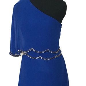 Fun, blue cocktail dress with beaded detail